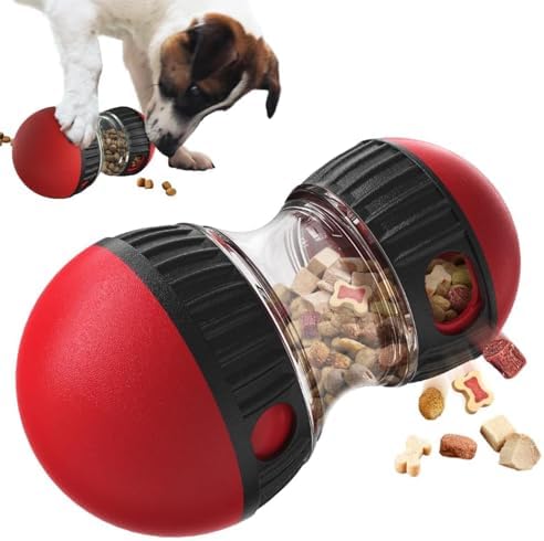 Dog Puzzle Feeder, Adjustable Treat Dispenser Ball Dog Slow Feeder Bowl, Puppy Interactive Chase Training Ball Dogs Food Dispensing for Small Medium