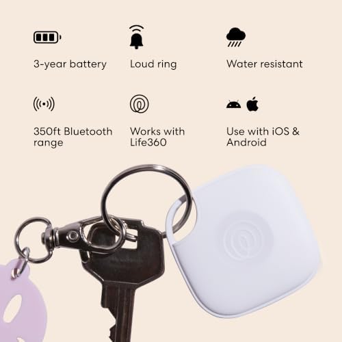Life360 Tile - Bluetooth Tracker, Keys Finder and Item Locator for Keys, Bags and More. Phone Finder. Both iOS and Android Compatible. 1-Pack (White)