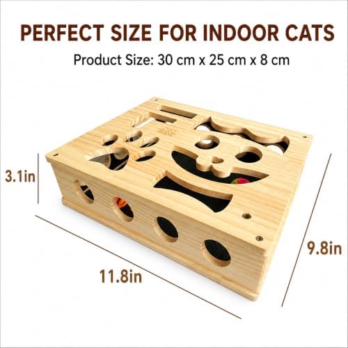 Cat Nail File Puzzle Box with Scratching Pad and Bell Balls for Cats