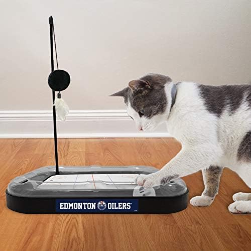 Pets First 5-in-1 NHL Edmonton Oilers Hockey Field Cat Scratcher Toy with Interactive Cat Ball Bell in Tracks