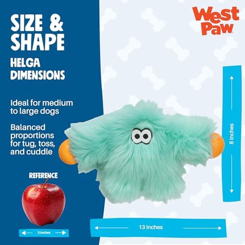 WEST PAW Rowdies Helga Durable Plush Dog Toy with Reinforced Seams Chew Resistant HardyTex Fabric and Interactive Squeaker for Safe Indoor and Outdoor Playtime Bundle for Dogs - Seafoam