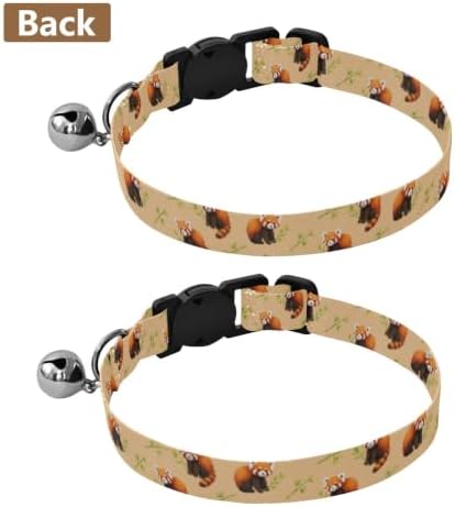 Cute Animals Tan Dog Bell Collar 2 Pack Kitten Collar Adjustable Length 10.6" to 17.1"