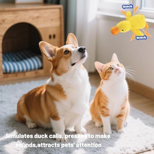 Calming Yellow Duck Dog Toys Squeaky Plush Duck Pillow Toy Relief for Pets