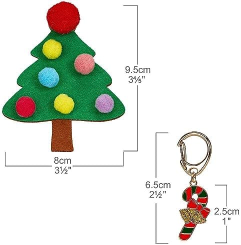 Blueberry Pet Christmas Accessory Set of Collar Slide Hair Clip and Pendant for Dogs & Cats, Christmas Tree Decor and Candy Cane Tag, Polyester and Felt