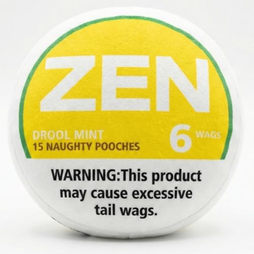 Zen-Pouchy Funny Dog Toy Squeaker - Hilarious Parody Nic Pouch Plush Toy - Durable Interactive Dog Toy for Small, Medium Dogs (Yellow)