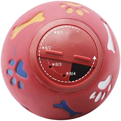 EVGATSAUTO Pet Puzzle Ball Dog Treat Dispenser Ball Rubber and Plastic Adjustable Opening Slow Feeder Chew Toy Bright Bone Design for Small Medium Large Dogs Indoor Training (M 11cm/4.3in Diameter)