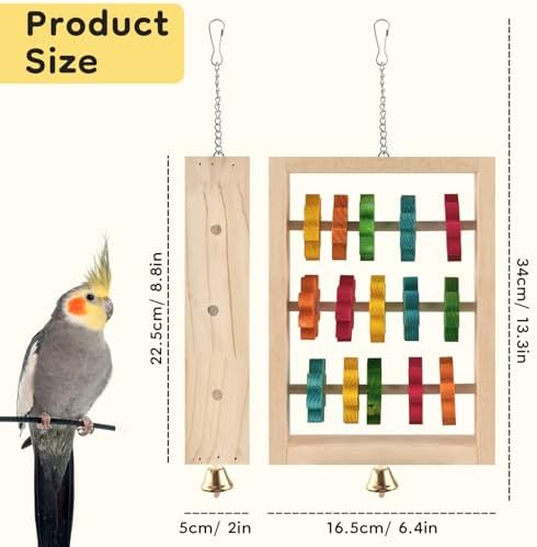 DBNESS 2Pcs Bird Toys for Parrots, Hanging Parrot Chew Toy, Natural Wooden Chewing Puzzle Training Blocks Intellectual Development for Parakeets Cokatiels Cockatoo African Grey Amazon Macaw