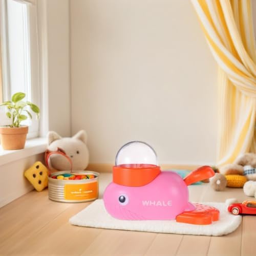 Whale Shaped Dog Treat Dispenser Rotating Slow Feeder Pink Abs