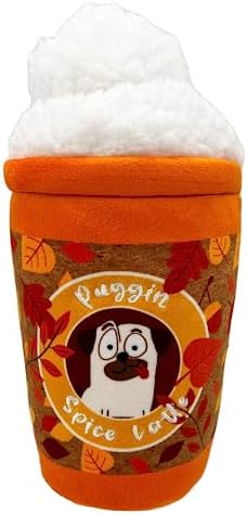 Huxley & Kent Power Plush Squeaky Dog Toy, Puggin Spice Latte, Large