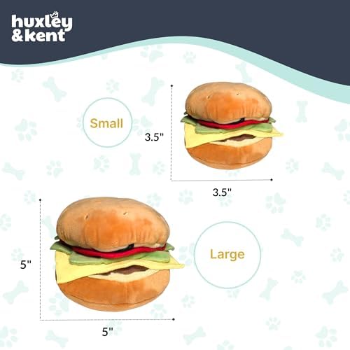 Huxley & Kent Power Plush Squeaky Dog Toy, Hamburger, Small