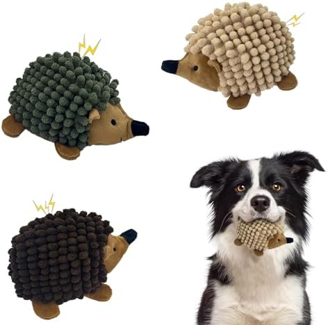 2-in-1 No-Stuffing Hedgehog Dog Toys 3 PCS, Squeaky Ball for Throwing Play | Interactive Chewing Toys for Medium and Small Pets, Durable Plush for Companion, Keep Puppy Busy, Holiday Gift