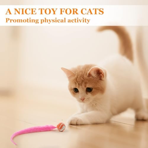 Bouncy Ball with Tail Cat Toys,5 Packs Magic Worm with Large Colorful Ball Toy for Cats,Fuzzy Worm Bouncy Balls Cat Toy