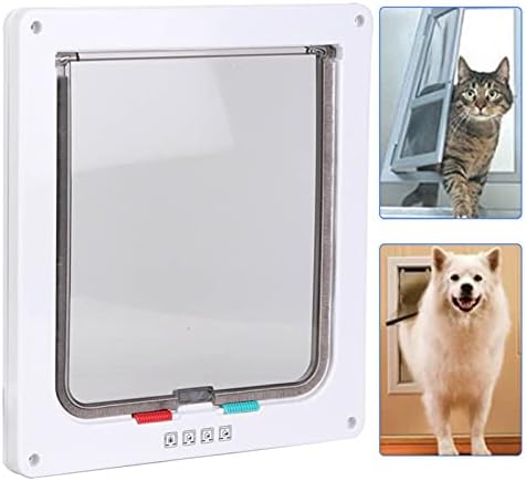 Yoidesu Pet Screen Door 9 x 8 inchs Screen Door Protector Lockable Magnetic SelfClosing Screen for Dogs and Cats up to 28 lb(White)