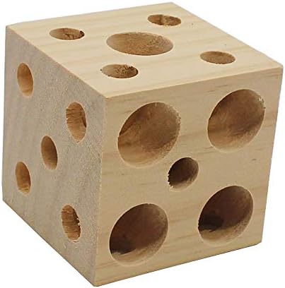QBLEEV Bird Wooden Block Chew Toy, Parrot Tabletop Puzzle, Small Animal Shredding & Biting Wood Teething Toy for Hamster, Cockatiels, Conures & Budgie