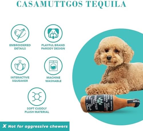 Haute Diggity Dog Casamuttgos Tequila Plush Dog Toy, Drink Parody Chew Toys