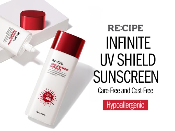 RECIPE Infinite UV Shield Sunscreen, SPF 100 Broad Spectrum, Korean Sunscreen, Korean Skin Care, Korean SPF, Lightweight Dry-Touch Lotion, 1.69 oz