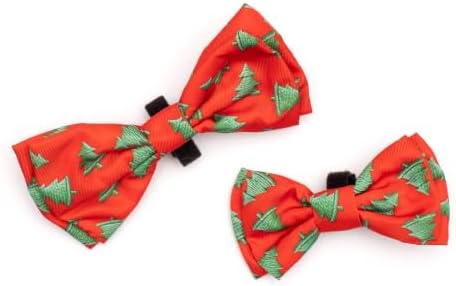 THE WORTHY DOG Winter Patterns Pet Bow Ties for Dogs & Cats, Spruce