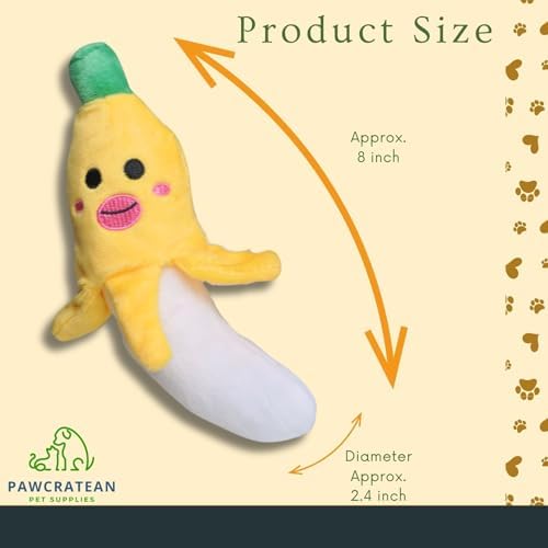 7" Squeaky Plush Toy for Puppies Small Dogs Self Etertainment Washable Soft Made [PET ONLY] (Banana)