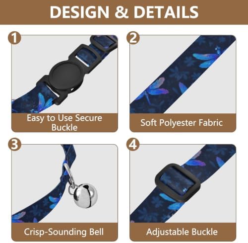 Colorful Dragonflies Kitten Collars 2 Pack Collar for Puppy Adjustable Length 10.6" to 17.1"