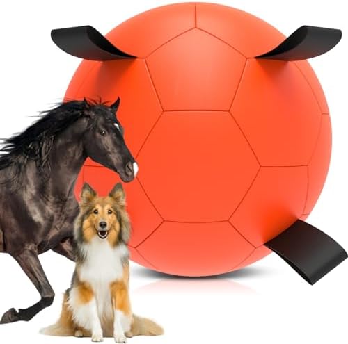 QDAN Herding Ball for Dogs, 25 inch Dog Balls with Straps, Giant Dog Toys Horse Toy, Dog Herding Ball for Australian Shepherd, Orange