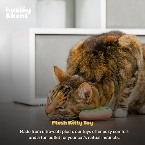 Huxley & Kent Plush Crinkle Catnip Cat Toy, Lit Donut