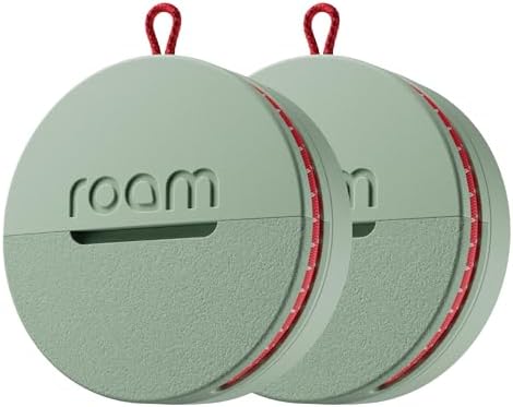 ROAM SMART TRACKER Bluetooth Item Locator: iOS & Android Compatible | Waterproof Tracker for Keys, Luggage, Kid & Pet Gear, Built-in Elastic Strap, No Extra App or Fees, Fast Setup, 2-Pack