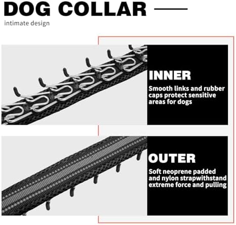 Martingale No Pull Dog Collar for Large Medium Small Dogs, Heavy Duty Nylon Adjustable Reflective Anti Pull Slip Collar with Buckle for Training Walking Hunting L Black