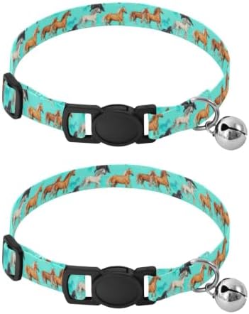 Horse Turquoise Easy to Wear Cat Collars 2 Pack Cat Neck Collar