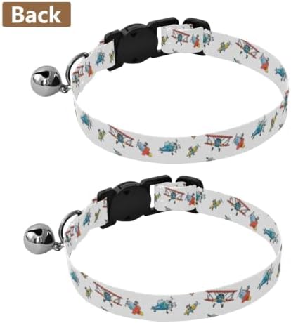 Colorful Cartoon Airplanes Easy to Wear Cat Collars 2 Pack Collars for Puppies