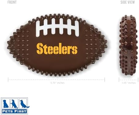 NFL Pittsburgh Steelers Mega-chew Hard Nylon Bacon-flavored Dog Bone Football Chew Toy. Tasty Interactive Fun for Aggressive Chewers