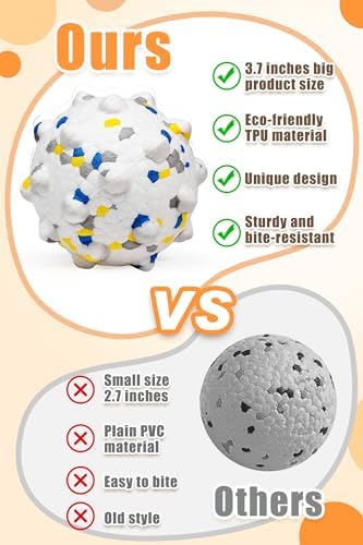 Moonorange 2.36'' Dog Balls for Dogs Aggressive Chewers Indestructible Tennis Durable Bouncy Interactive Dog Toy Balls for Fetch Game Floating Training(White Medium)