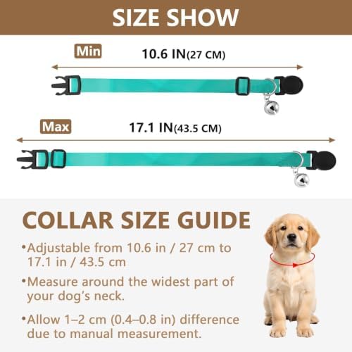 Aqua Turquoise Gradient Small Dog Collar 2 Pack Collars for Puppies Adjustable Length 10.6" to 17.1"