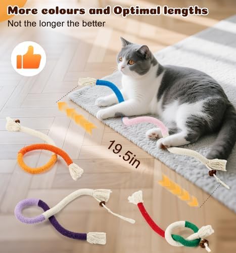Cat Chew Ropes 4Pcs, Safe Cat Chew Toys for Indoor Cats with Catnip
