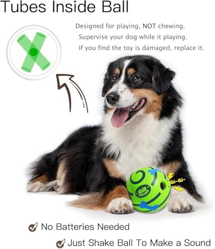 Giggle Ball for Dogs 2 Pack, Glowing Interactive Dog Toys Balls, Rolling Squeaky Toy for Large Medium Small Dogs, Fun Giggle Sounds Attract Attention When Rolled or Shaken - 3.14 inch