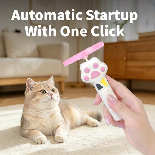 Rechargeable Cat Flying Disc Launcher, Interactive Hunting Fetch Toy with 6 Soft Flexible Flying Spinners, Electric Pet Play Toy, Indoor Outdoor Yard Interactive Exercise Toys for Cats(White)