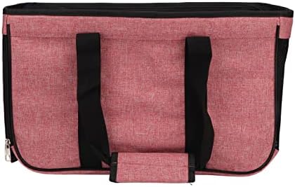 Breathable Cat Carrier with Roll - Up Door, Portable Soft Cat Travel Carrier for Small Cats and Puppies up to 7.5 kg, Oxford Cloth Pet Carrier with Double Zipper and (Pink with Black)
