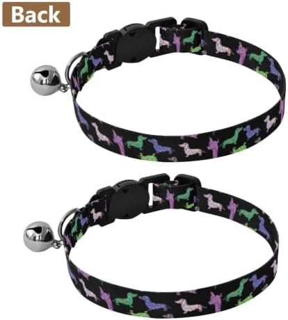 Dachshund Dogs Black Metal Bell Included Pet Collars 2 Pack Soft Polyester Pet Collar