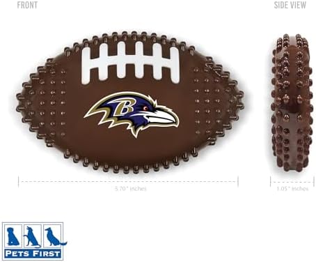 NFL Baltimore Ravens Mega-chew Hard Nylon Bacon-flavored Dog Bone Football Chew Toy. Interactive Tasty Fun Dog Chewy Toys Indestructible Strong Durable Tough Pet Biting Playtoy for Aggressive Chewers
