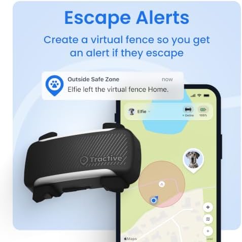 Tractive XL Smart Dog GPS Tracker | Live Pet Tracker with Virtual Fence | Vital Signs Monitoring of Heart & Respiratory Rate | Up to 6-Weeks Battery Life | Dog Collar Attachment (Black)