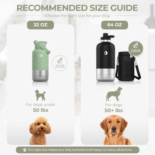 32 oz. Dog Water Bottle, Insulated Dog Travel Water Bottle, Stainless Steel Pet Water Bottle Dispenser Portable Food and Water Bowl for Dogs for Walking Dog Canteen Travel Kit