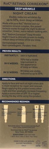 RoC Retinol Correxion Night Cream for Deep Wrinkles, Anti Aging Skincare Treatment Women and Men, 1.0 oz (Packaging May Vary)