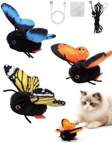 Smart Sensing Flapping Butterfly Toy for Cats