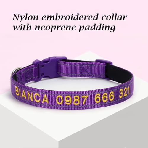 Personalized Reflective Dog Collar with Custom Embroidery - Durable Nylon, POM Buckle, Night Safety, Pet ID Collar