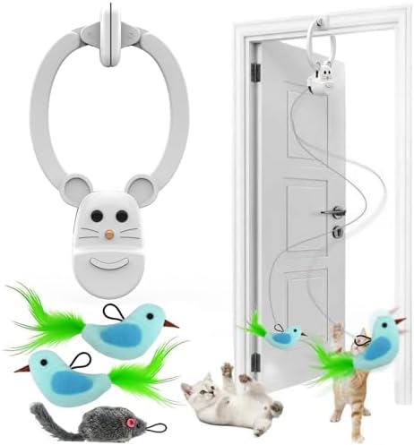 Interactive Cat Toys for Indoor Cats, Automatic Flying Bird Feather Wand Toy for Chase Exercise Enrichment, Rechargeable Durable Safe Hanging Cat Toy for Bored Kittens & Adult Cats
