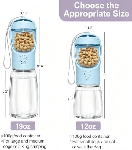 Portable Dog Water Bottle with Food Container, Drinking Bottle for Travel