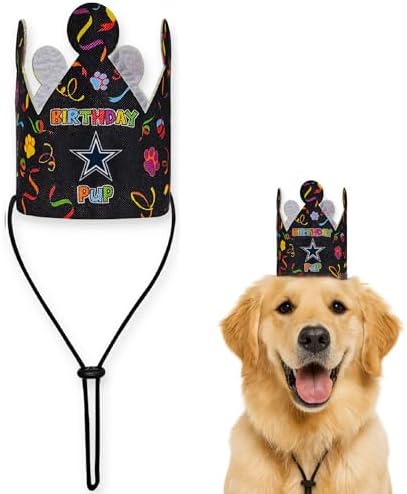 NFL Dallas Cowboys Pet Birthday Crown, NFL Dog Birthday Party Set and Costume, Licensed Dog & Cat Birthday Party Hat, Football Team Costume Accessory, Pet Celebration Outfit