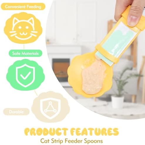 3 Pack Cat Treat Squeeze Spoon Pet Feeding Tool | Multi Function Lickable Puree Feeder for Cat Liquid Snack, Wet Food & Squeeze Treat Strips, 3 Assorted Colors