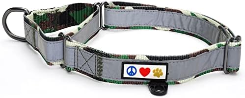 Pawtitas Camouflage Green Reflective Martingale Dog Collar, Medium