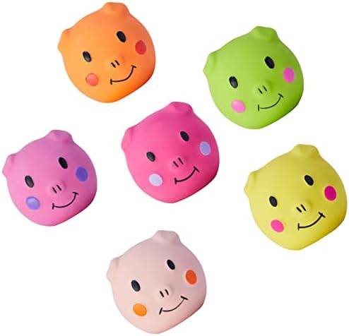 Squeaky Dog Toy Dog Squeaky Toys Chewing Durable Teething Latex Rubber Soft Interactive Fetch Play Dog Balls with Funny Piggy Face for Puppy Small Medium Pet Dog (6PCS)