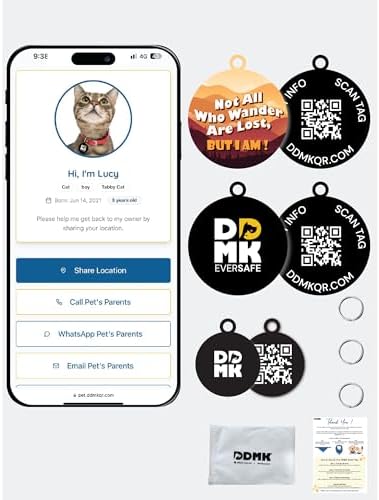 DDMK Smart Pet Tag Set | Includes 3 Tags | QR Code for Instant Alerts | Custom Pet Profiles | Durable & Waterproof | No Subscriptions or Fees |2-NOT All WHO Wander are Lost BUT I AM-2